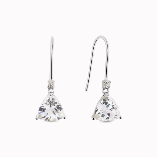 Trillion Cut Earrings White Topaz Silver - Tuva