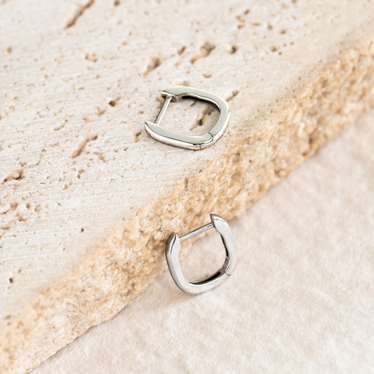 Square Huggie Earrings Silver - Amelia